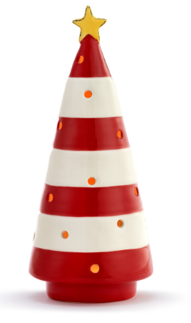 Red & White Striped Ceramic Tree