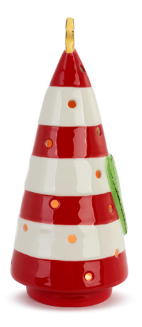 Red & White Striped Ceramic Tree