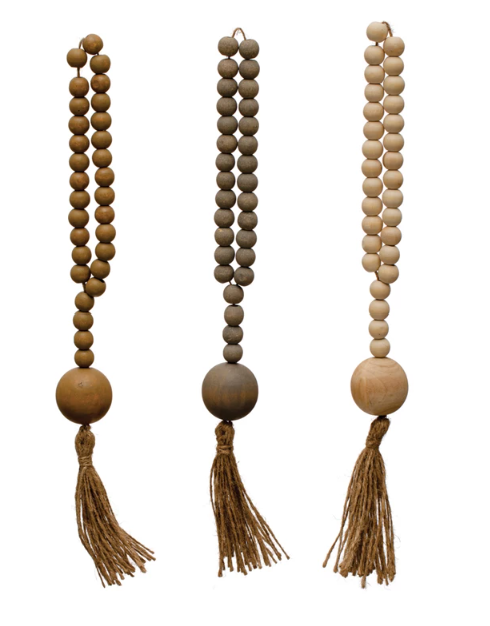 Wooden Beads with Rope Tassel