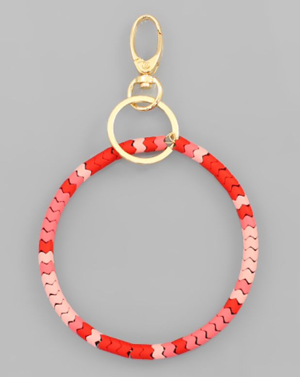 Silicone Coated Bead Key Ring Bracelet