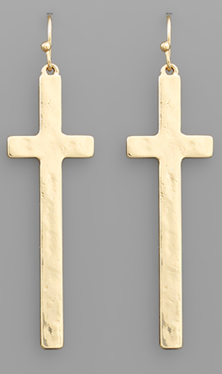 Hammered cross store earrings