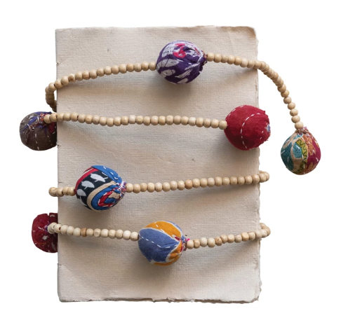 Kantha & Wood Bead Garland