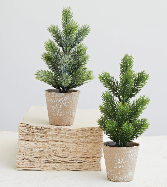 Faux Pine in Paper Mache Pot