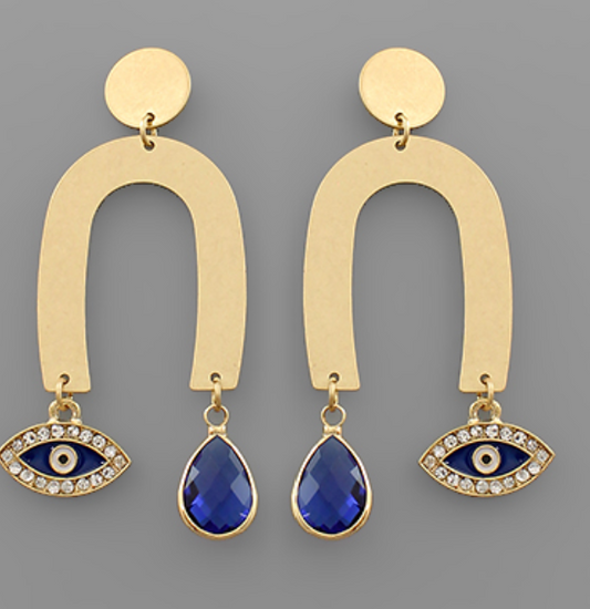 Evil Eye Dangle Arch Earrings