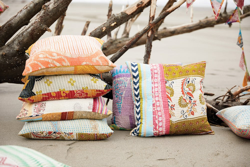 Vintage Kantha Quilt Pillow