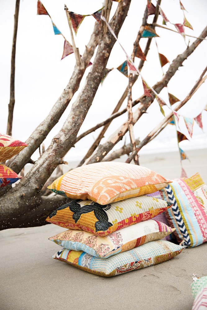 Vintage Kantha Quilt Pillow