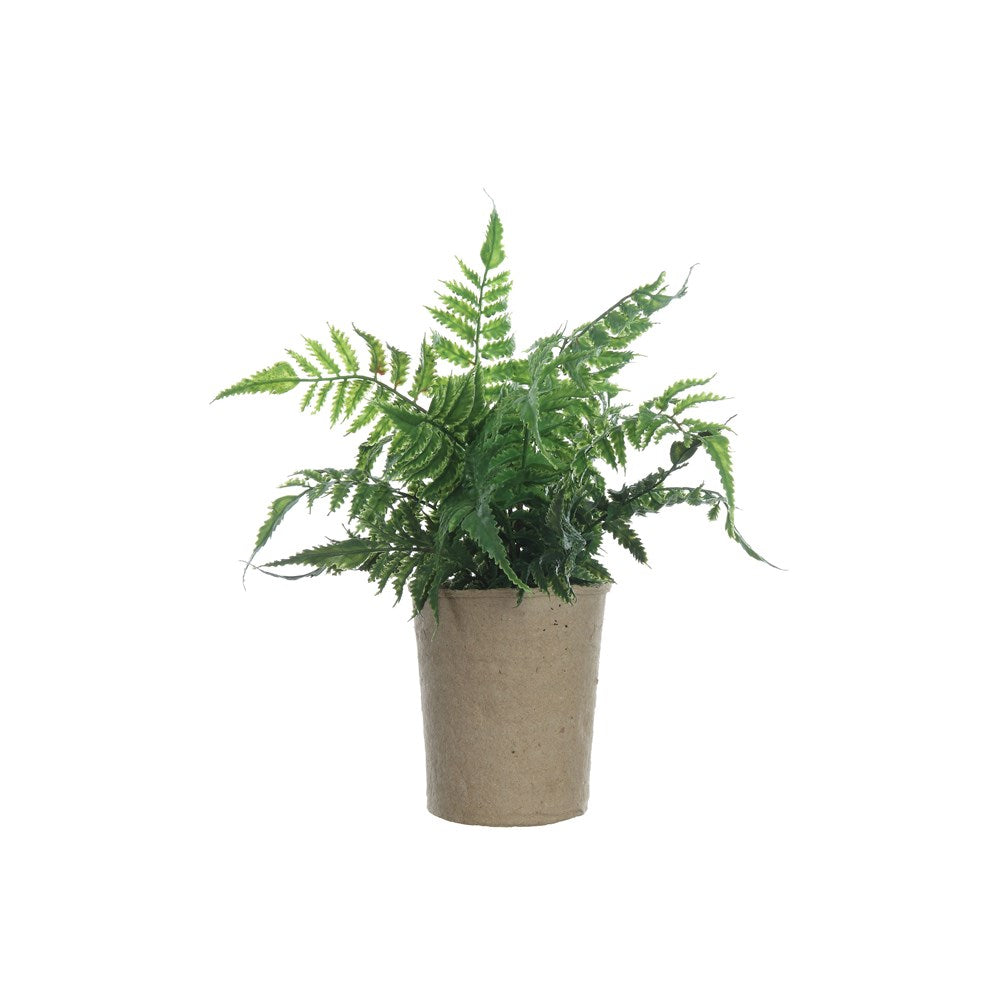 Faux Fern In Paper Pot