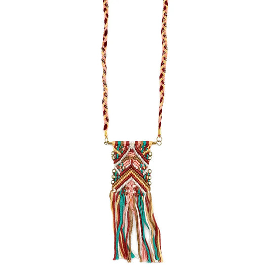 Sachi Wrap Woven Fabric Fringe Necklace