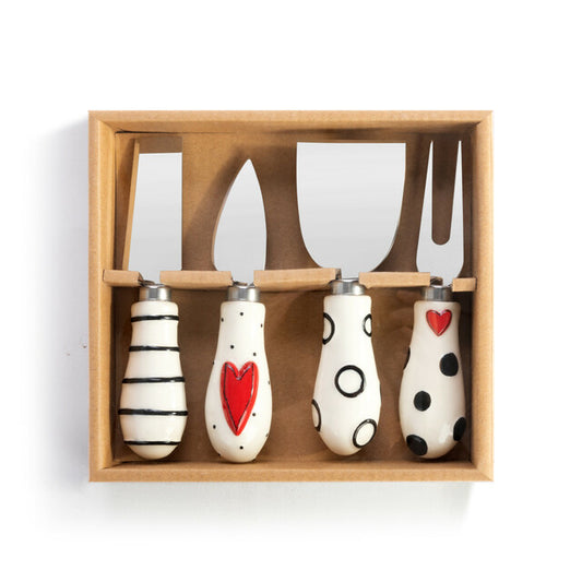 Red Heart Cheese Knives