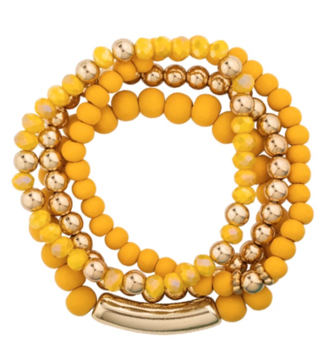 Mixed Clay Beaded & Gold Ball Bracelets