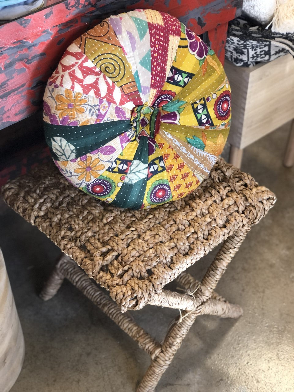 Kantha Round Pillow Pouf